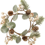 Gold berries w/ pinecone Medium candle ring