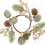 Gold berries w/ pinecone small candle ring