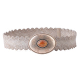 Scalloped Belt with Amber Stone Buckle