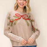Christmas Evergreen Bow Sweater