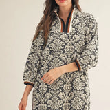 Baroque floral pattern shift dress
