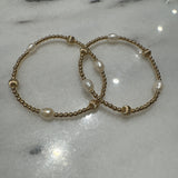 3mm gf bracelet w/ 3-6mm gf corrugated beads and oval pearls