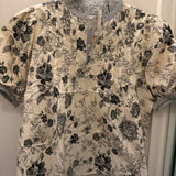 Floral Print B&W Puff Sleeve SS