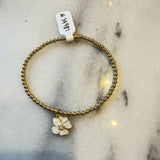 3mm GF Bracelet w/ white flower charm w/center rhinestone