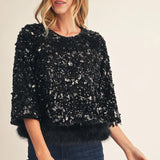 Sequin and Feather Top