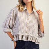 Striped BttnDwn Rffld Hem