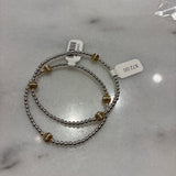 3mm SS Bracelet w/3 6mm GF Corrugated Beads