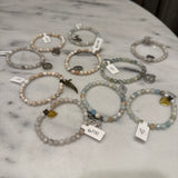 6mm gemstone bracelet w/charm
