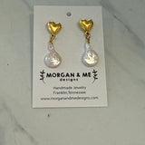 Gold Heart & Pearl Earrings