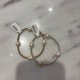 3mm GF or SS Bracelet w/4 White Baroque Pearls