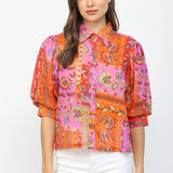 Floral SS Patchwork Print Shirt