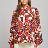Abstract Floral Print Blouse