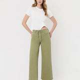 Green High Rise Drawstring Jeans