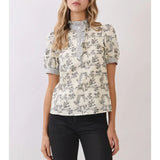 Contrast Puff Sleeve Blouse