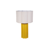 Stoneware Fluted Lamp w/ Scalloped Linen Shade, Mustard