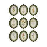 Oval Framed Glass Scalloped Wall Decor with Flower & Striped Mat