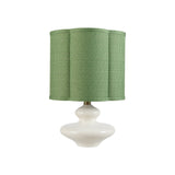 Stoneware Lamp with Scalloped Green Shade