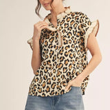 Leopard SS Ruffle Top