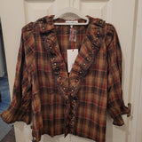Ruffle Plaid Blouse