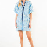 Blue Floral Puff Sleeve Dress