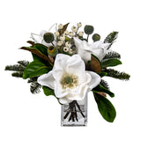 13" Christmas Magnolia Arrangement with Container
