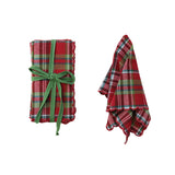 S/4 Plaid Scalloped Napkins