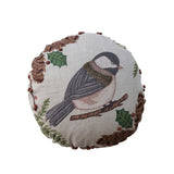 Round Linen Bird Pillow